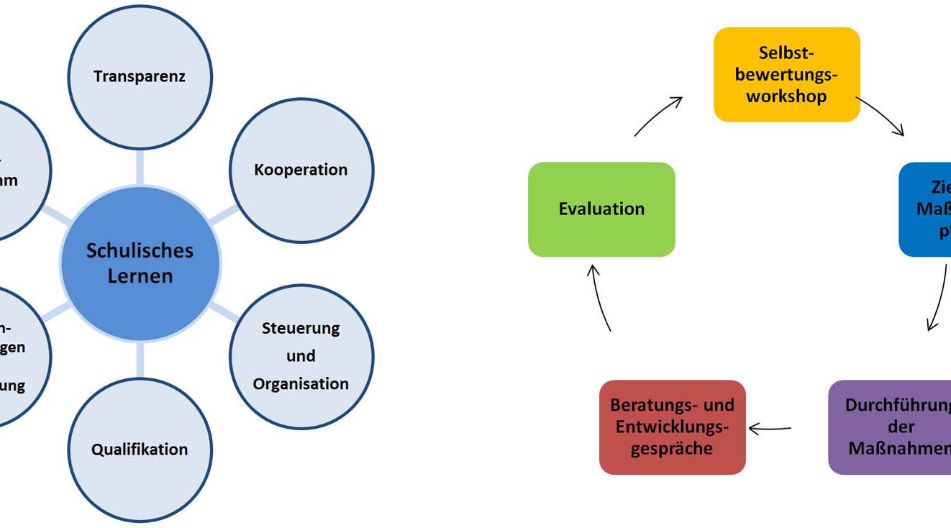 Diagramm, das die verschiedenen Phasen des Schulischen Lernens veranschaulicht.