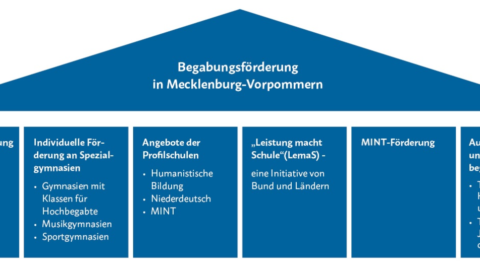 Grafik zu den sechs Säulen der Begabungsförderung in MV.