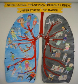 Deine Lunge trägt Dich durchs Leben, unterstütze sie dabei!“ Beitrag der Johann-Jakob-Herkomer- Schule, Staatliche Realschule Füssen, Klasse 6d (1. Platz des DLS-Schüler-Kreativwettbewerbs 2024) ©Deutsche Lungenstiftung 